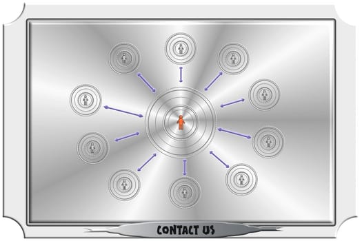 Hand touching contact us button