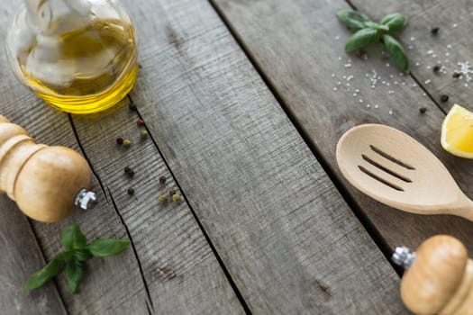 Conceptual flat lay. Different seasonings, cooking homemade sauce, mayonnnasie, garlic sauce, seasoning on wooden background. High quality photo