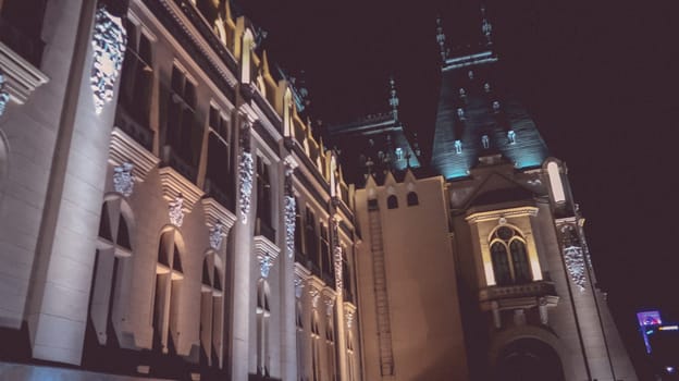 Palace of Culture in Iasi, Romania during the night