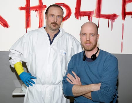 Bjarne Maedel with Arne Feldhusen (Director) . The Tatortreiniger
