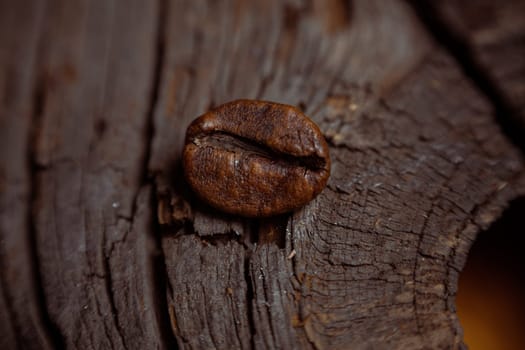 Coffee on grunge wooden background Fresh coffee beans on wood and linen bag, ready to brew delicious coffee