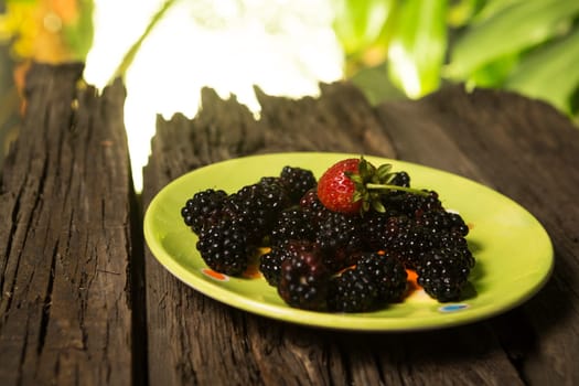 blackberries and strawberries