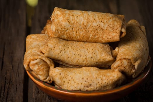 Pancakes with cottage cheese filling