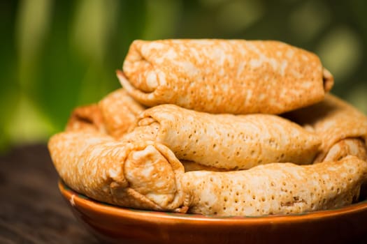 Pancakes with cottage cheese filling