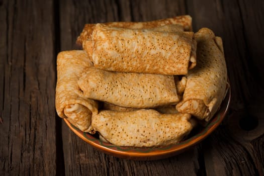 Pancakes with cottage cheese filling