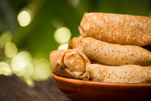 Pancakes with cottage cheese filling