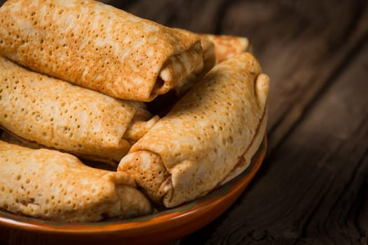 Pancakes with cottage cheese filling