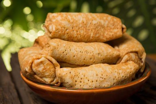 Pancakes with cottage cheese filling