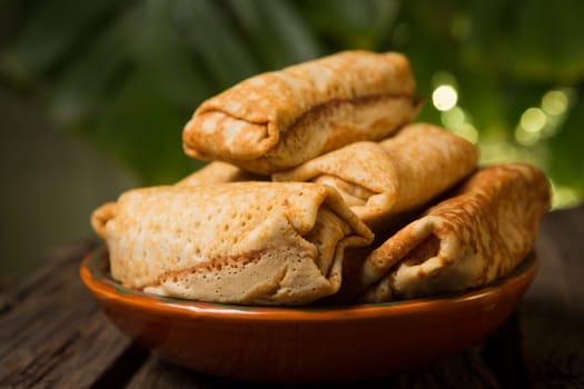 Pancakes with cottage cheese filling