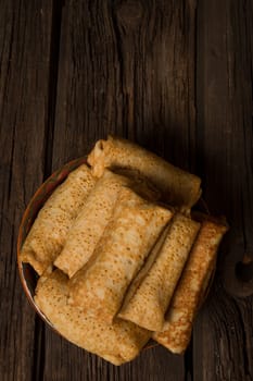 Pancakes with cottage cheese filling