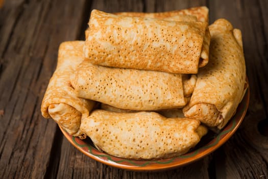 Pancakes with cottage cheese filling