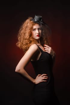 mysterious sexy girl with red lips