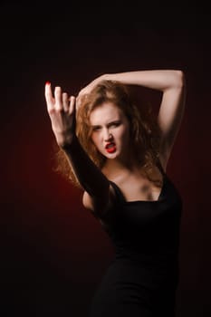 mysterious sexy girl with red lips