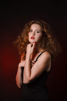 mysterious sexy girl with red lips