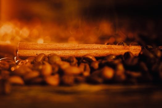 Coffee beans and cinnamon sticks