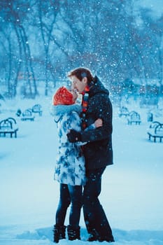 Happy Young Couple in Winter Park