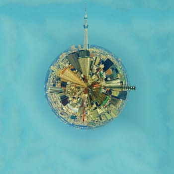 Little Planet (Sky Tree). Shooting Location: Tokyo metropolitan area