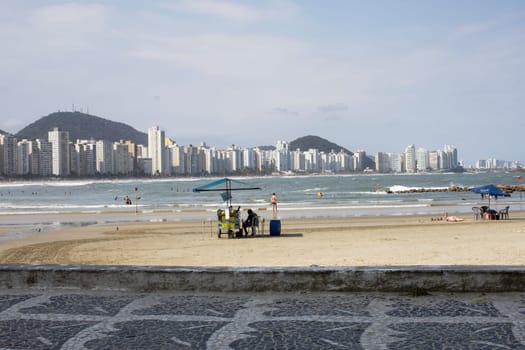city Guaruja Brazil  beach sand view