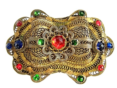 vintage brooch with diamonds isolated over white