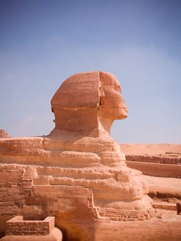 Famous place in Egypt. Pyramids and sphinx in Giza.