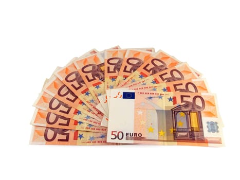 huge amount of fifty euro banknotes