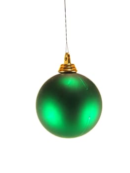 Green christmas ball isolated over white
