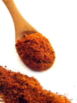 Spoon of paprika isolated over white