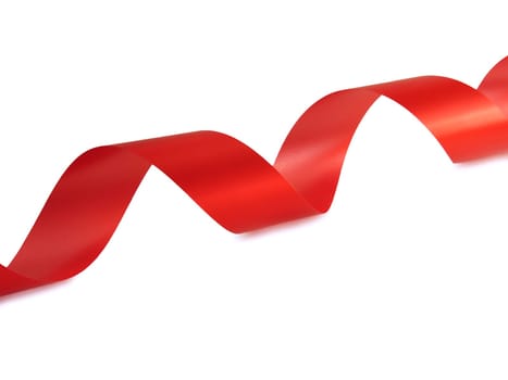Red ribbon isolated on white background