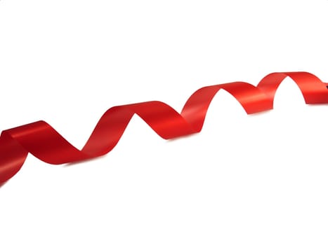Red ribbon isolated on white background