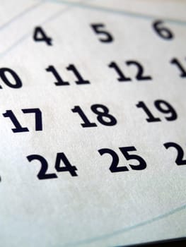 Closeup of simple calendar page