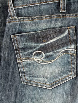 closeup of jeans back pocket