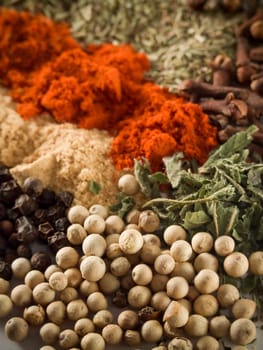 background of various colorful spices