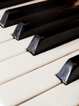 closeup of piano keys