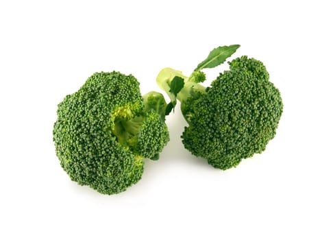 Two fresh broccoli isolated over white