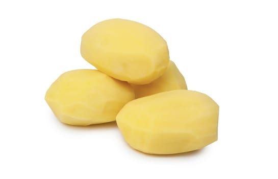 Raw peeled potato isolated on white background. With clipping path