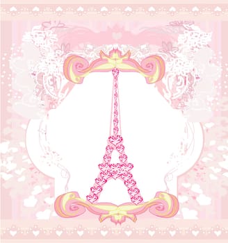 Vintage retro Eiffel card - decorative pink background