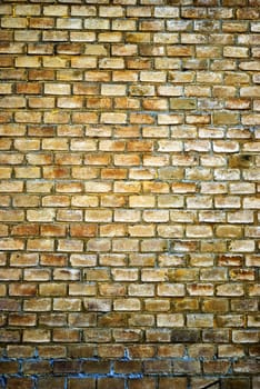 Old yellow brick wall background