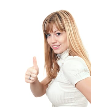 Young beautiful woman showing OK with her hand