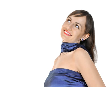 Portrait of beautiful young woman in elegant dress