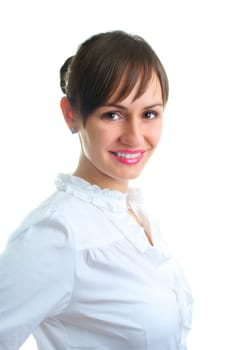 Portrait of a young attractive business woman isolated over white