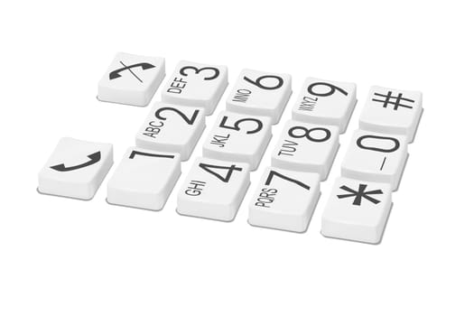 3d of isolated phone buttons