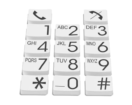 3d of isolated phone buttons, white color