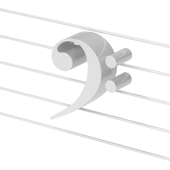 3d visualisation of white bass clef over white background