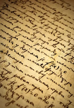 Closeup of an old manuscript written with ink