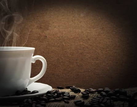 Closeup of cup of hot coffee