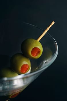 olives in martini glass