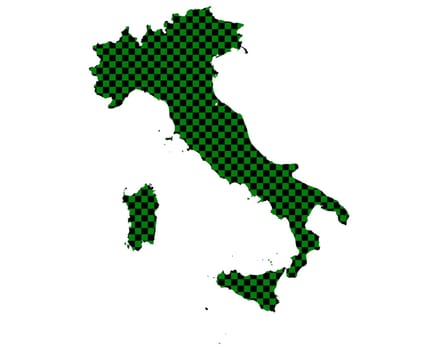 Map of Italy in checkerboard pattern