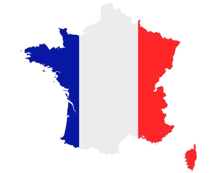 Fahne in Landkarte von Frankreich
