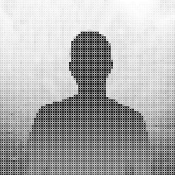 Man silhouette halftone illustration, cross pattern