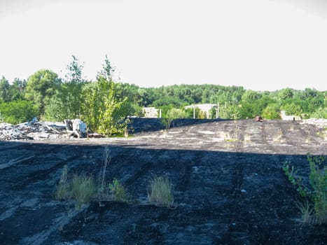 Panorama view from the roof of the destroyed power plant building. Chigirin nuclear.